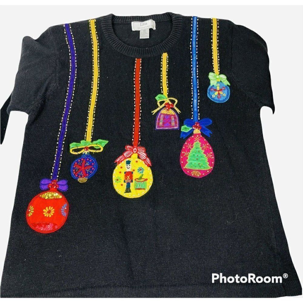 Vintage Lisa International M Christmas Sweater Ornaments Beaded Ugly Tacky Tree